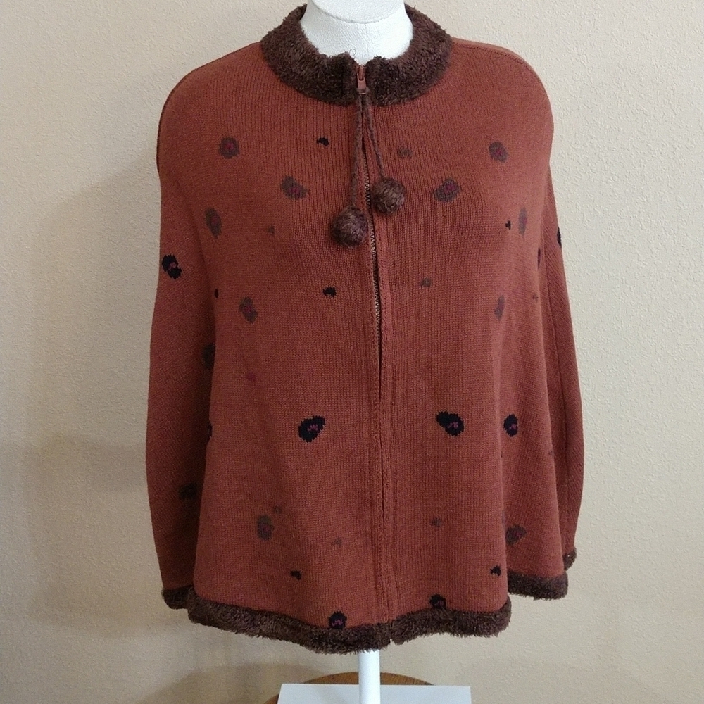 Storybook Knits Zip Front Poncho Size S
